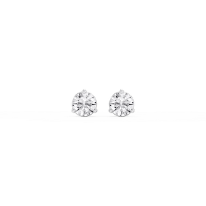Round Lab Grown Diamond Three Prong Basket Threaded Stud Earrings