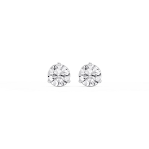 Round Lab Grown Diamond Three Prong Basket Threaded Stud Earrings