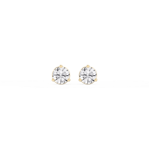 Round Lab Grown Diamond Three Prong Basket Threaded Stud Earrings