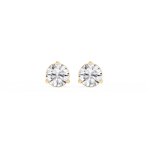 Round Lab Grown Diamond Three Prong Basket Threaded Stud Earrings