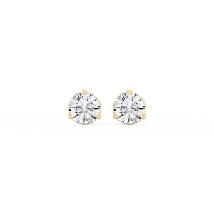Round Lab Grown Diamond Three Prong Basket Threaded Stud Earrings