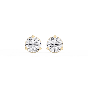 Round Lab Grown Diamond Three Prong Basket Threaded Stud Earrings