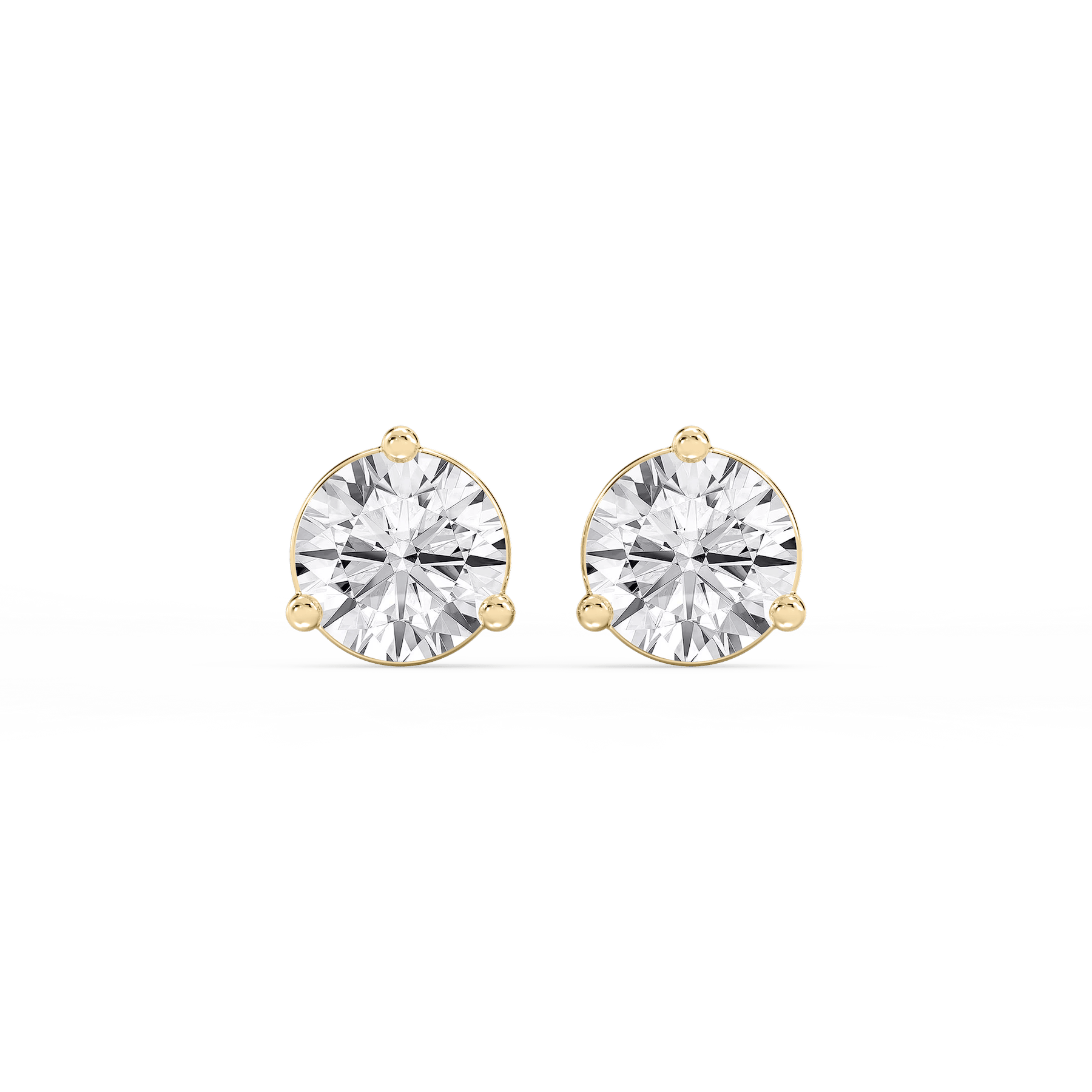 Round Certified Lab Grown Diamond Three Prong Basket Threaded Stud Earrings