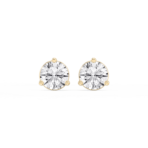 Round Certified Lab Grown Diamond Three Prong Basket Threaded Stud Earrings