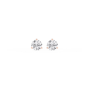 Round Lab Grown Diamond Classic Three Prong Martini Threaded Back Stud Earrings