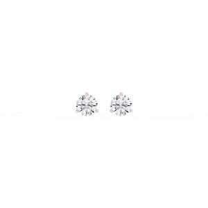 Round Lab Grown Diamond Classic Three Prong Martini Threaded Back Stud Earrings
