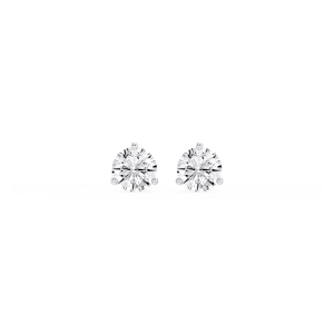 Round Lab Grown Diamond Classic Three Prong Martini Threaded Back Stud Earrings