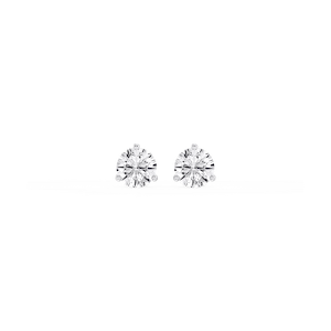 Round Lab Grown Diamond Classic Three Prong Martini Threaded Back Stud Earrings