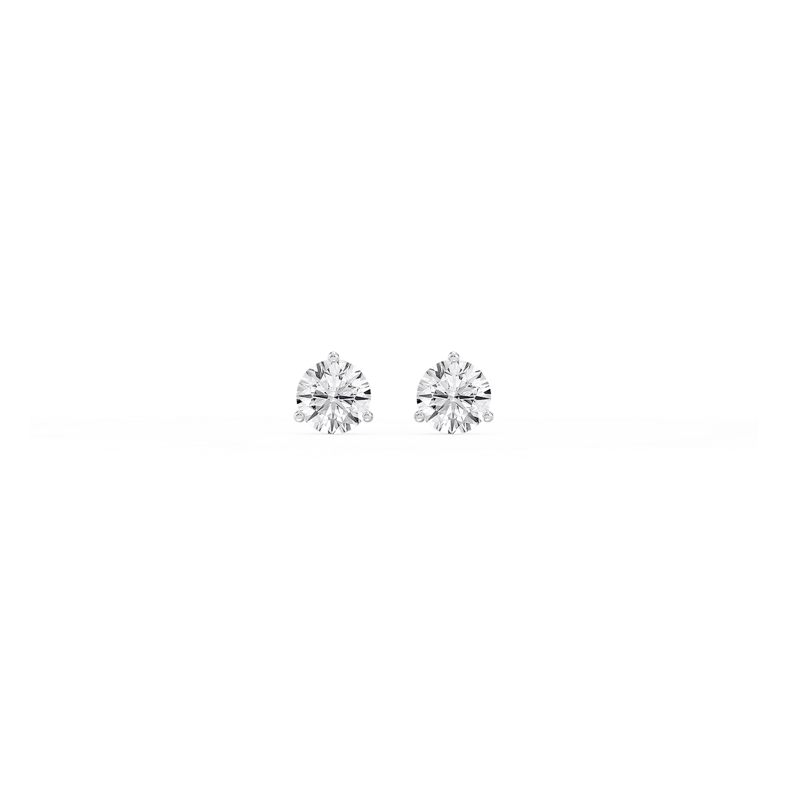 Round Lab Grown Diamond Classic Three Prong Martini Stud Earrings