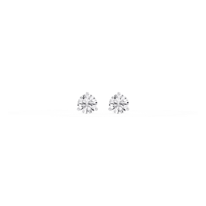 Round Lab Grown Diamond Classic Three Prong Martini Threaded Back Stud Earrings