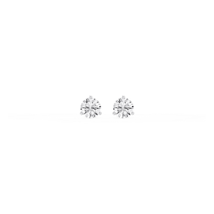 Round Lab Grown Diamond Classic Three Prong Martini Threaded Back Stud Earrings
