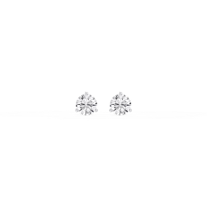 Round Lab Grown Diamond Classic Three Prong Martini Threaded Back Stud Earrings
