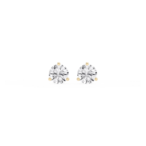 Round Lab Grown Diamond Classic Three Prong Martini Threaded Back Stud Earrings
