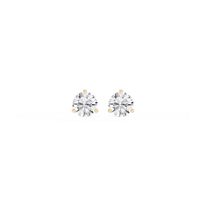 Round Lab Grown Diamond Classic Three Prong Martini Threaded Back Stud Earrings