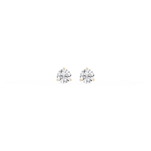 Round Lab Grown Diamond Classic Three Prong Martini Threaded Back Stud Earrings
