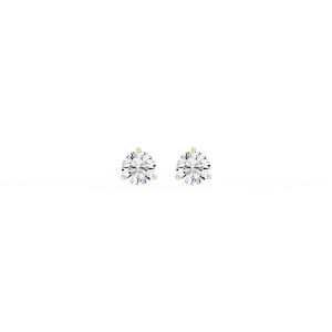 Round Lab Grown Diamond Classic Three Prong Martini Threaded Back Stud Earrings