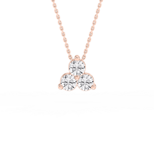 Round Lab Grown Diamond Three Stone Cluster Pendant – 18 Inches