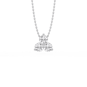 Round Lab Grown Diamond Three Stone Cluster Pendant – 18 Inches