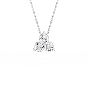 Round Lab Grown Diamond Three Stone Cluster Pendant – 18 Inches