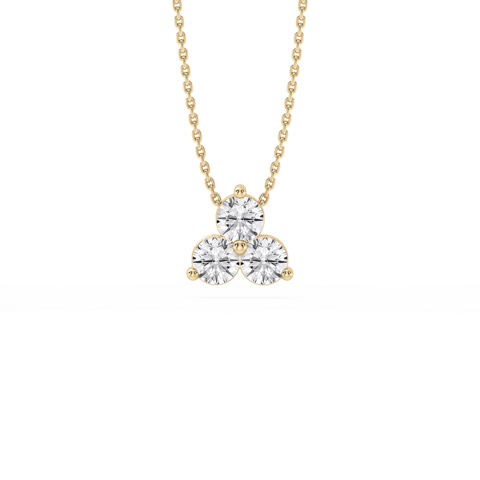 Round Lab Grown Diamond Three Stone Cluster Pendant – 18 Inches