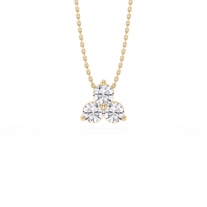 Round Lab Grown Diamond Three Stone Cluster Pendant – 18 Inches