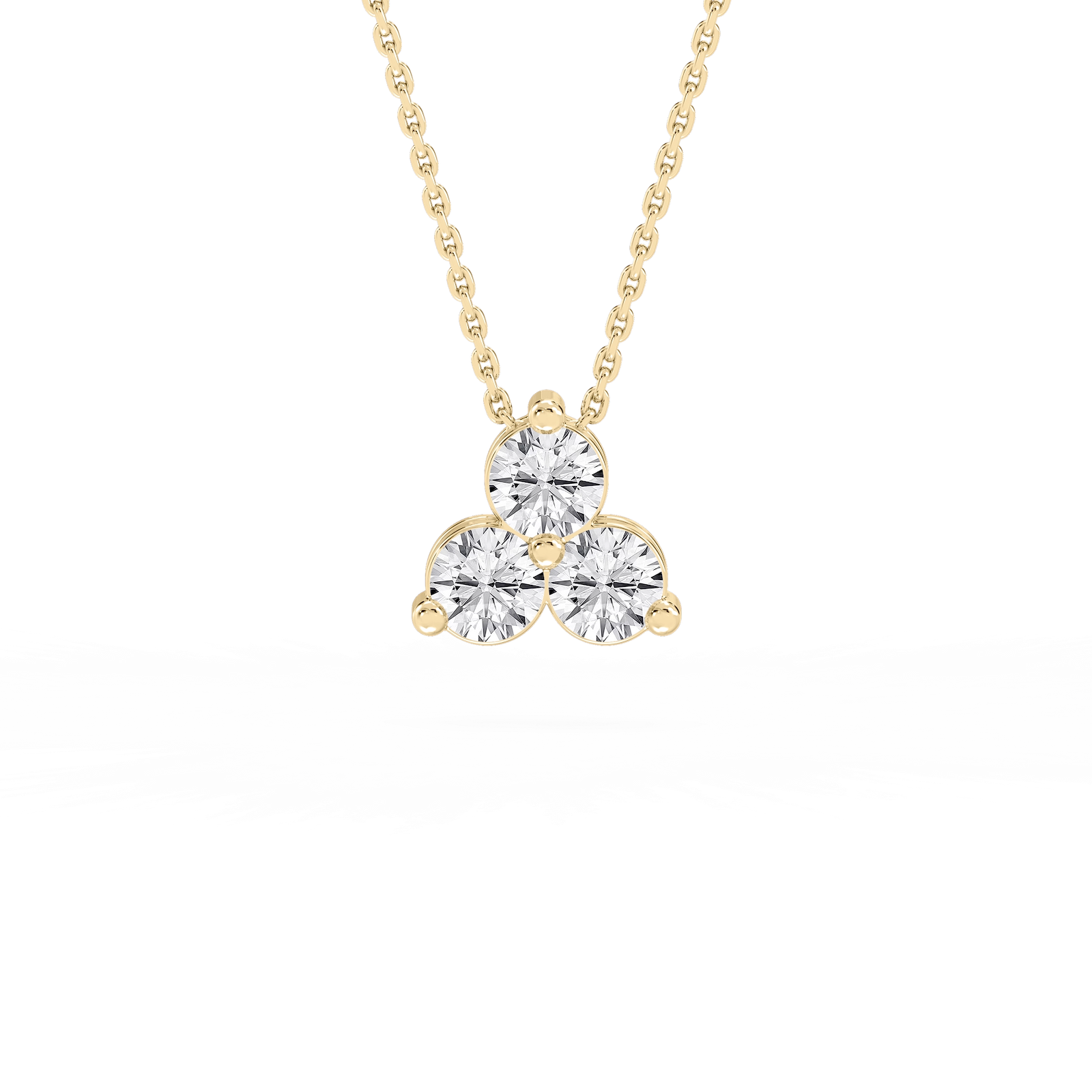Round Lab Grown Diamond Three Stone Cluster Pendant – 18 Inches