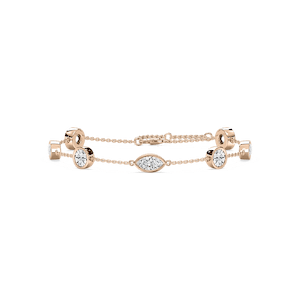 3 ¹⁄₂ ctw Round and Marquise Lab Grown Diamond Bezel Set Station Chain Bracelet  - 7 Inches