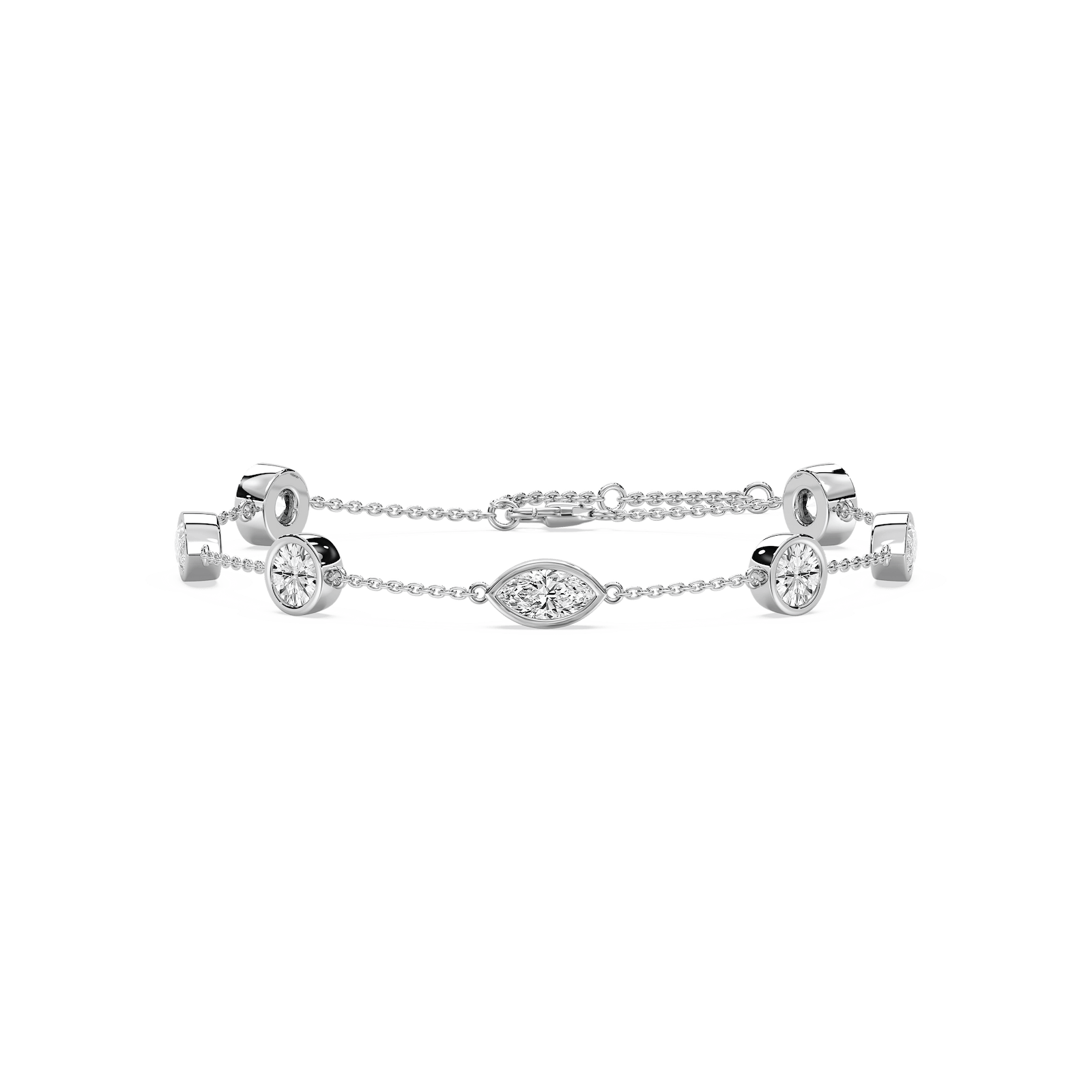 Round Marquise Station Bracelet in Rose Gold