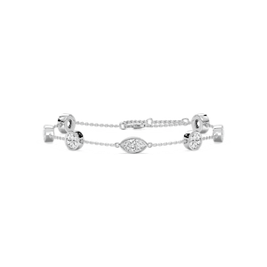 3 ¹⁄₂ ctw Round and Marquise Lab Grown Diamond Bezel Set Station Chain Bracelet  - 7 Inches