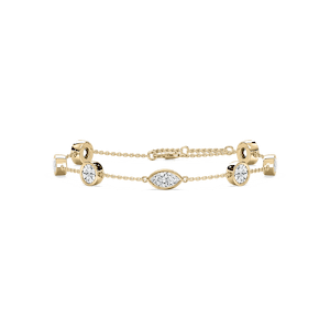 3 ¹⁄₂ ctw Round and Marquise Lab Grown Diamond Bezel Set Station Chain Bracelet  - 7 Inches