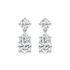 2 ⁵⁄₈ ctw Pear and Round Lab Grown Diamond Drop Earrings