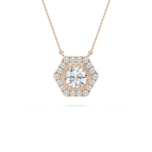1 ¾ ctw Round Lab Grown Diamond Hexagon Halo Pendant - 18 Inches