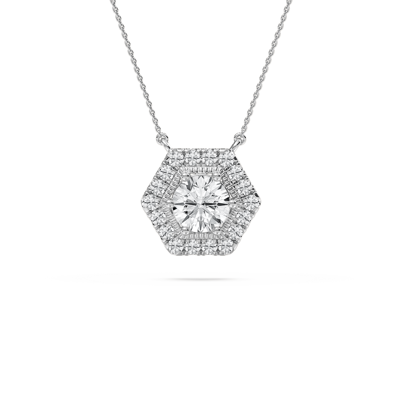 Round Solitaire Accent Necklace in Rose Gold