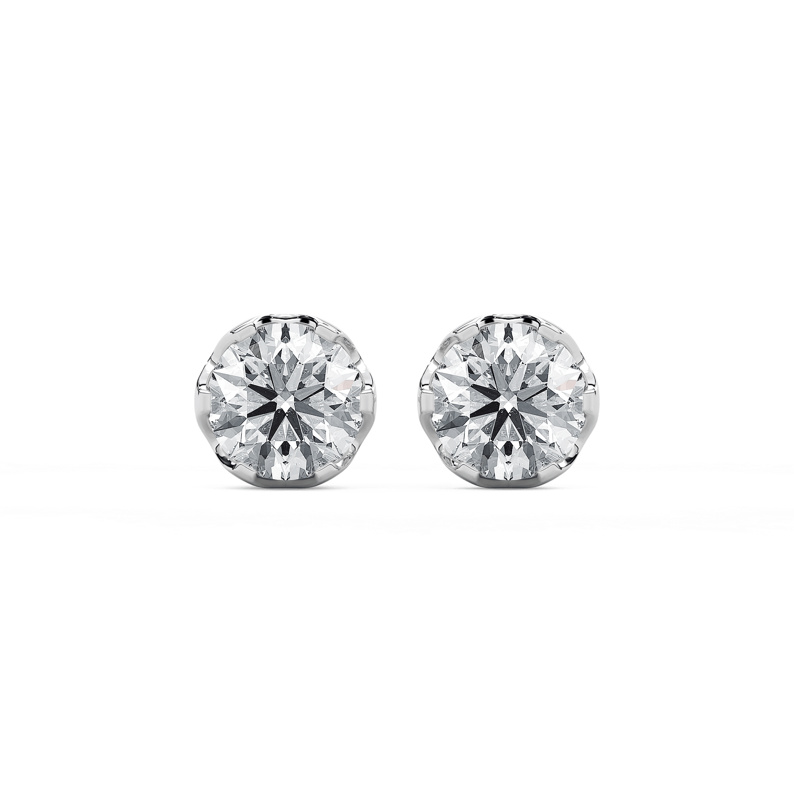 3 ctw Round Lab Grown Diamond Tulip Stud Earrings