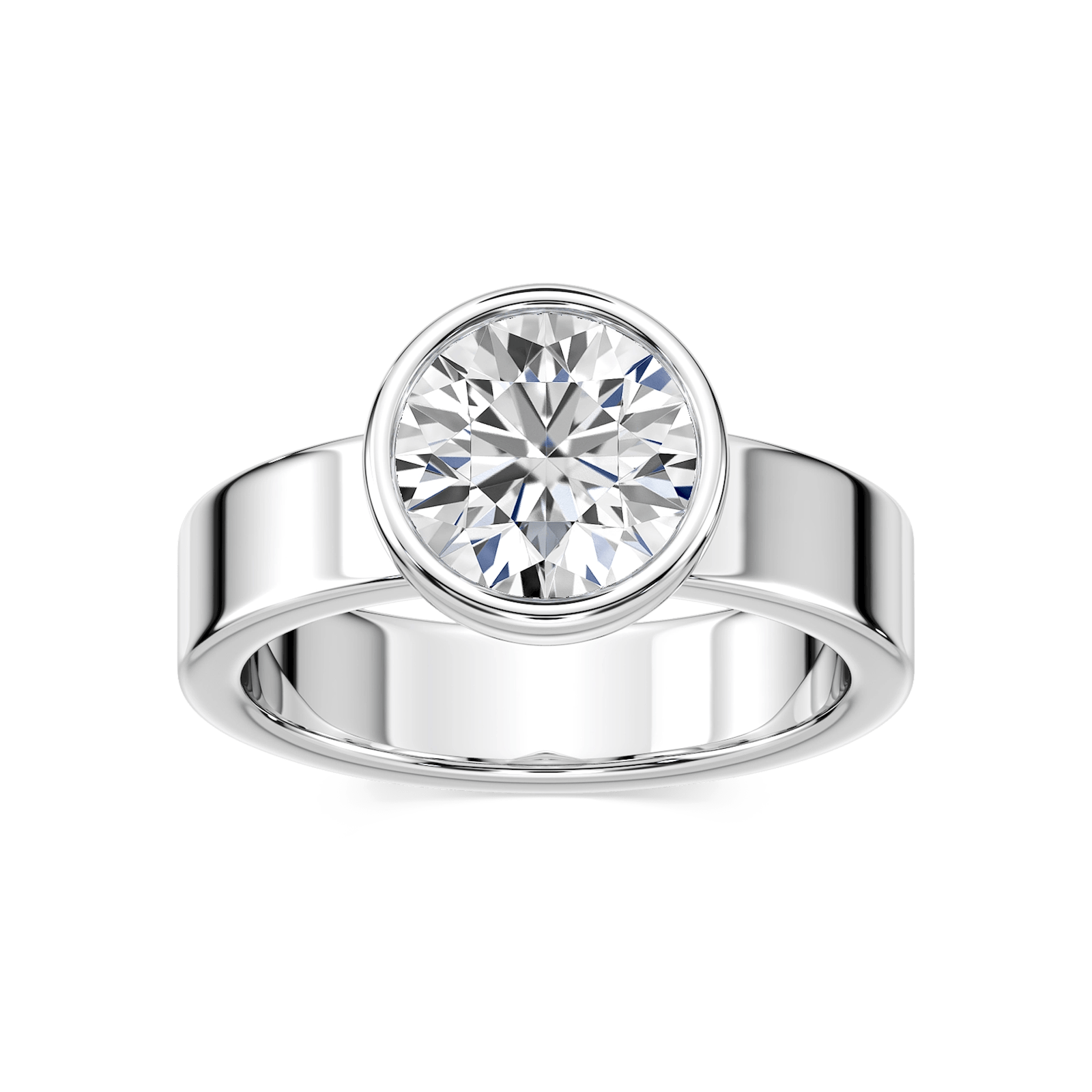 Shown in 14K Yellow Gold with a Satin Finish|bezel set solitaire engagement ring with satin finish in 14k yellow gold metal