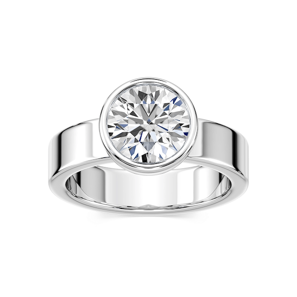 Erin Round Lab Grown Diamond Bezel 4mm Wide Band Solitaire Engagement Ring
