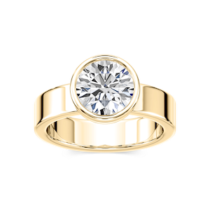 Erin Round Lab Grown Diamond Bezel 4mm Wide Band Solitaire Engagement Ring