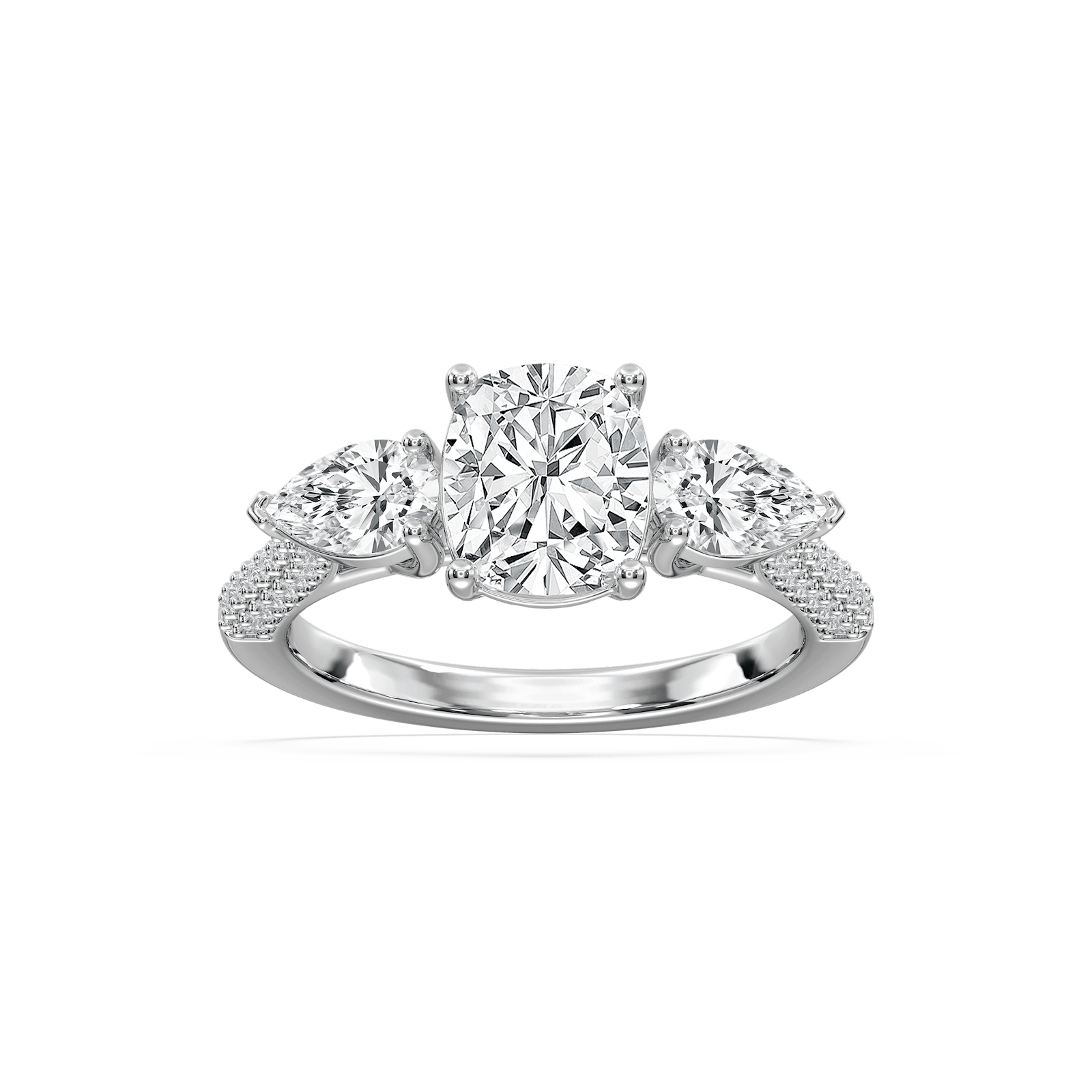 Ryan Three Stone Engagement Ring in Rose Gold