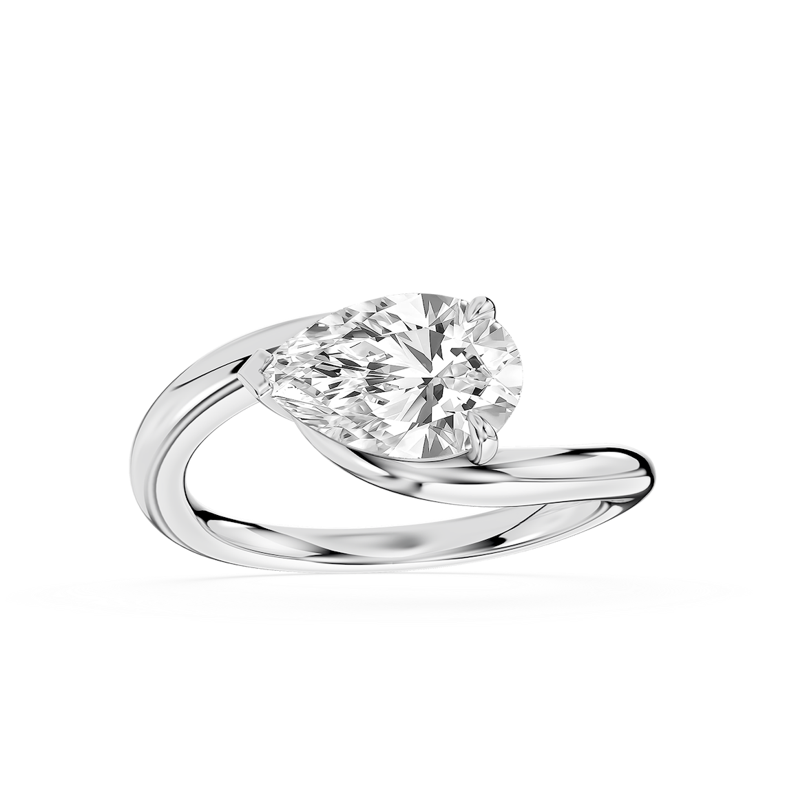 Saige 1 ½ ctw Pear Lab Grown Diamond Bypass Solitaire Engagement Ring
