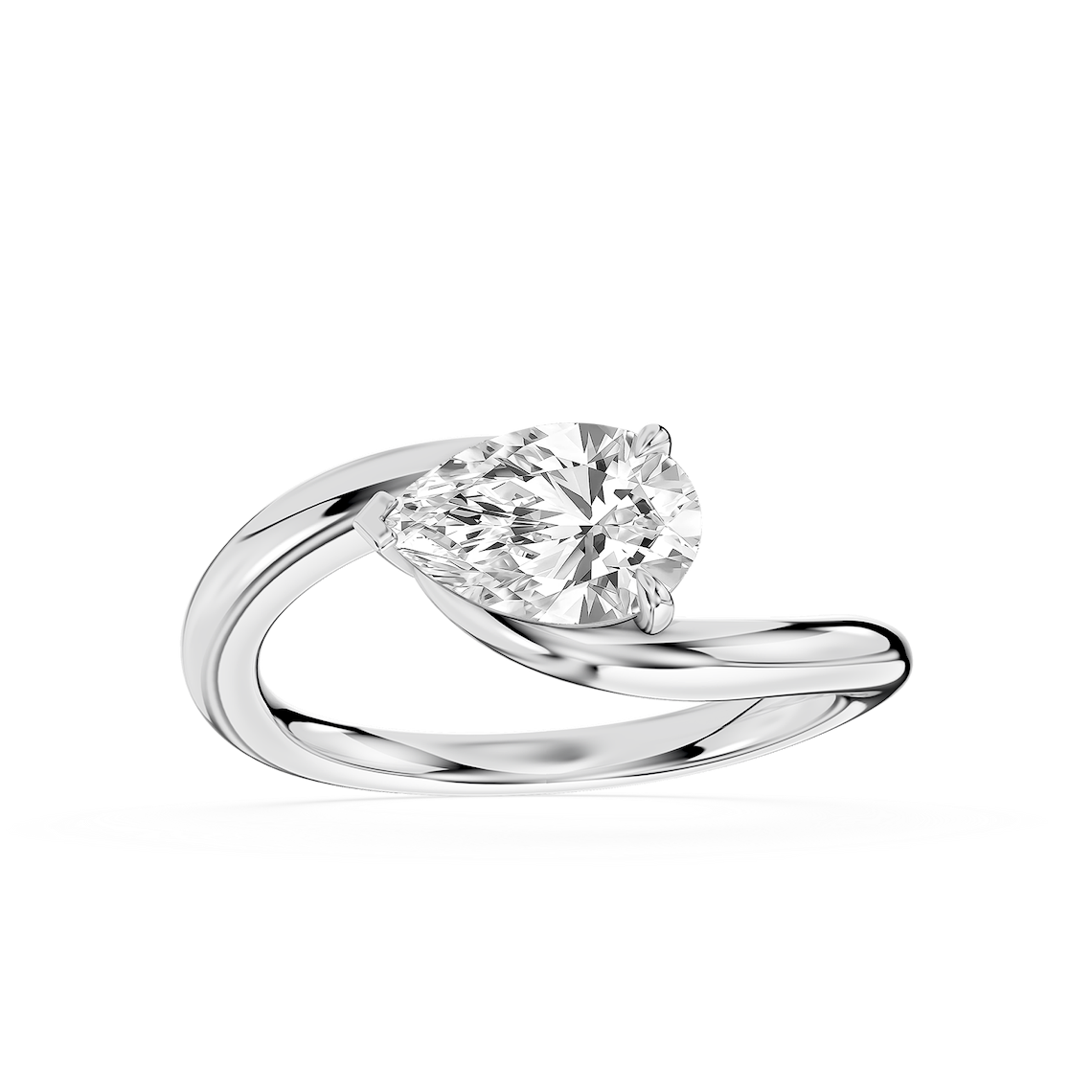Saige 1 ctw Pear Lab Grown Diamond Bypass Solitaire Engagement Ring