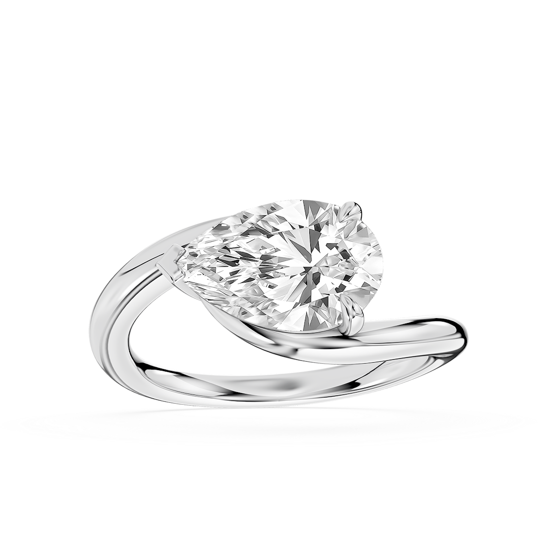 Saige 2 ctw Pear Lab Grown Diamond Bypass Solitaire Engagement Ring