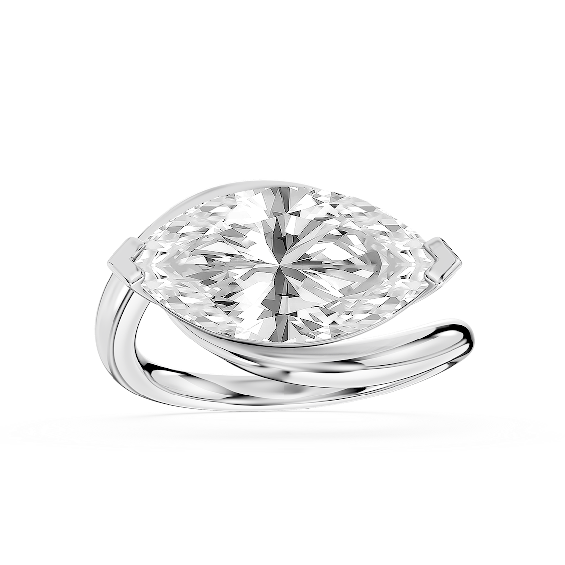 Saige 4 ctw Marquise Lab Grown Diamond Bypass Solitaire Engagement Ring