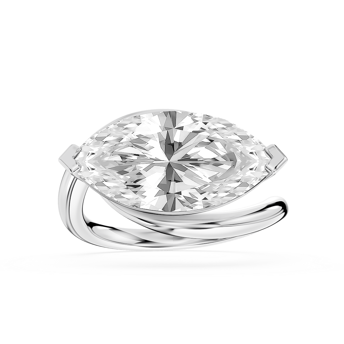 Saige 5 ctw Marquise Lab Grown Diamond Bypass Solitaire Engagement Ring