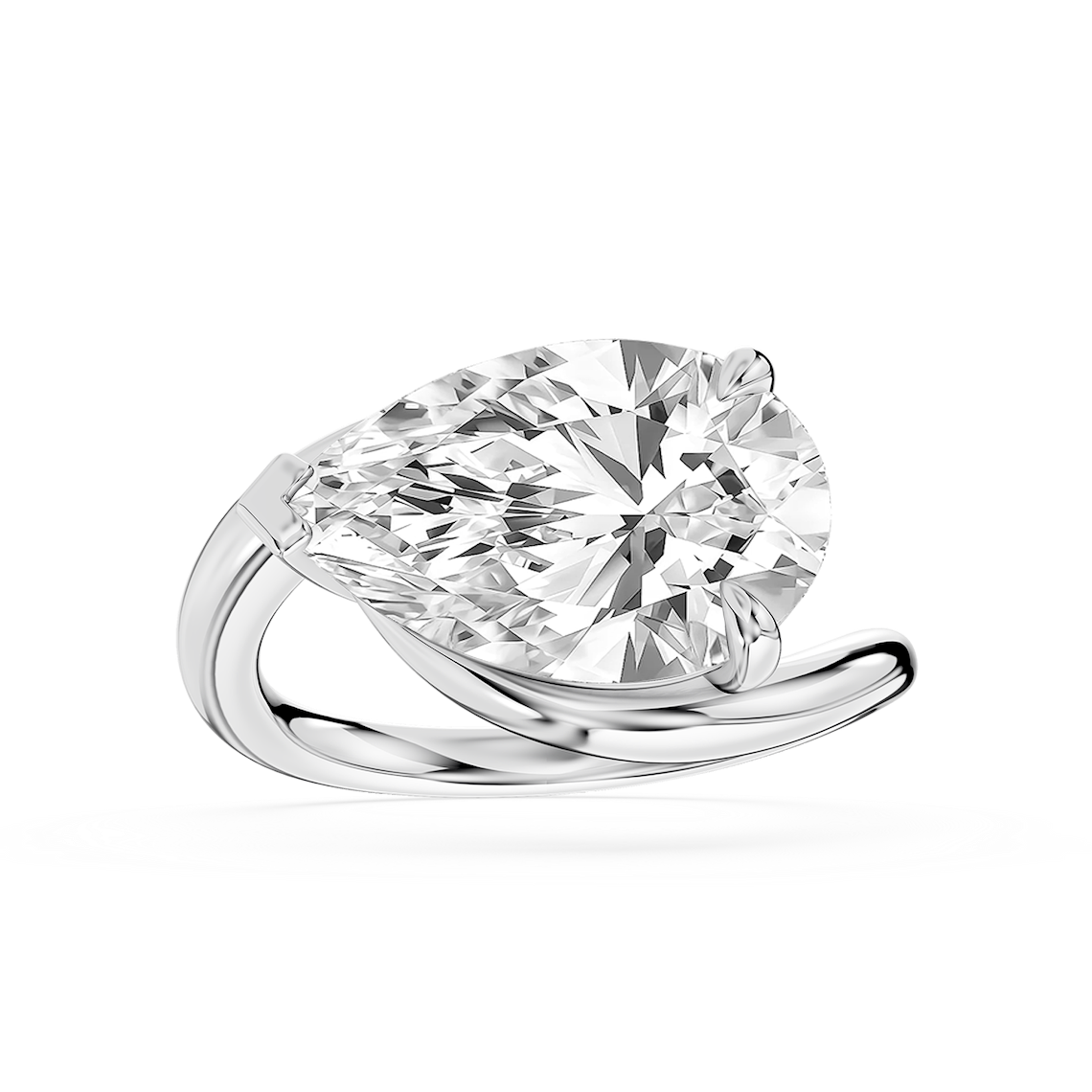 Saige 5 ctw Pear Lab Grown Diamond Bypass Solitaire Engagement Ring
