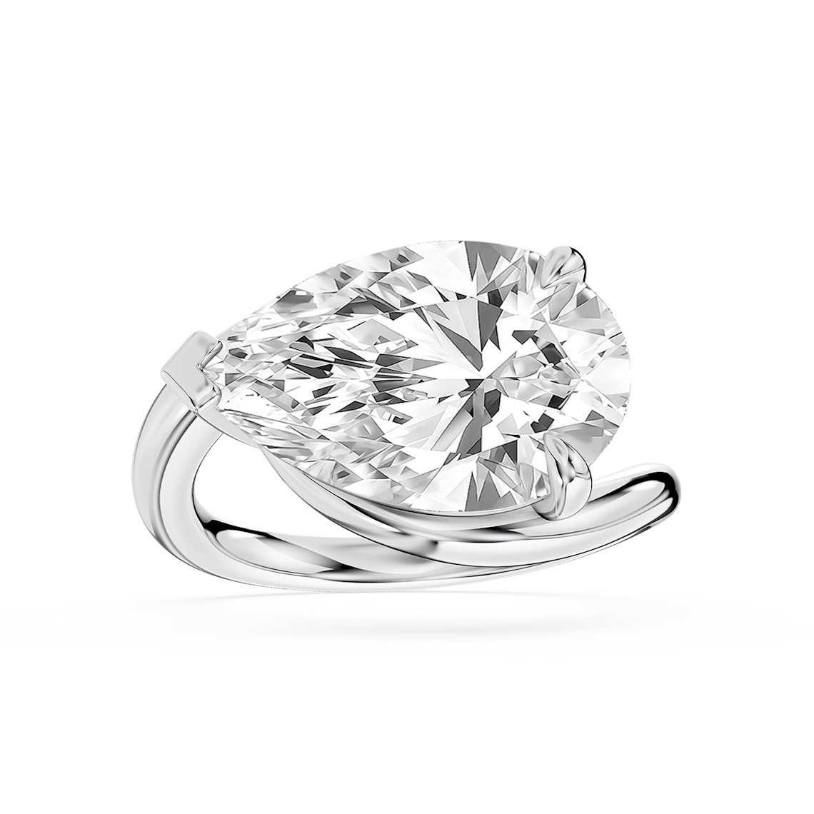 Saige 6 ctw Pear Lab Grown Diamond Bypass Solitaire Engagement Ring