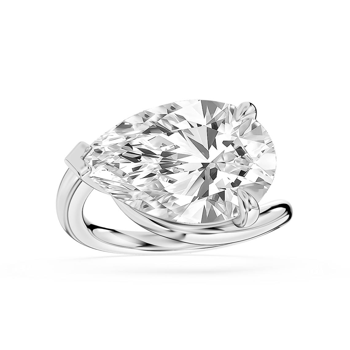 Saige 7 ctw Pear Lab Grown Diamond Bypass Solitaire Engagement Ring
