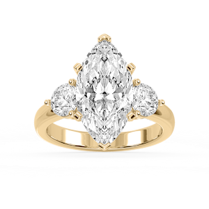 Savannah Marquise Lab Grown Diamond Round Sides Three Stone Engagement Ring