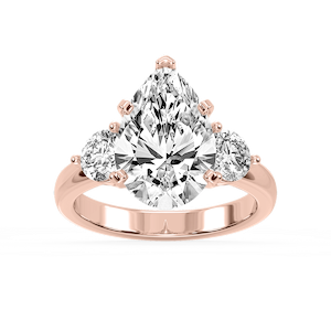 Savannah Pear Lab Grown Diamond Round Sides Three Stone Engagement Ring