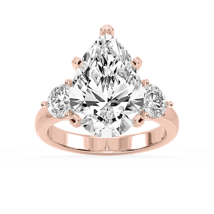 Savannah Pear Lab Grown Diamond Round Sides Three Stone Engagement Ring