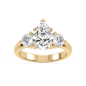 Savannah Pear Lab Grown Diamond Round Sides Three Stone Engagement Ring